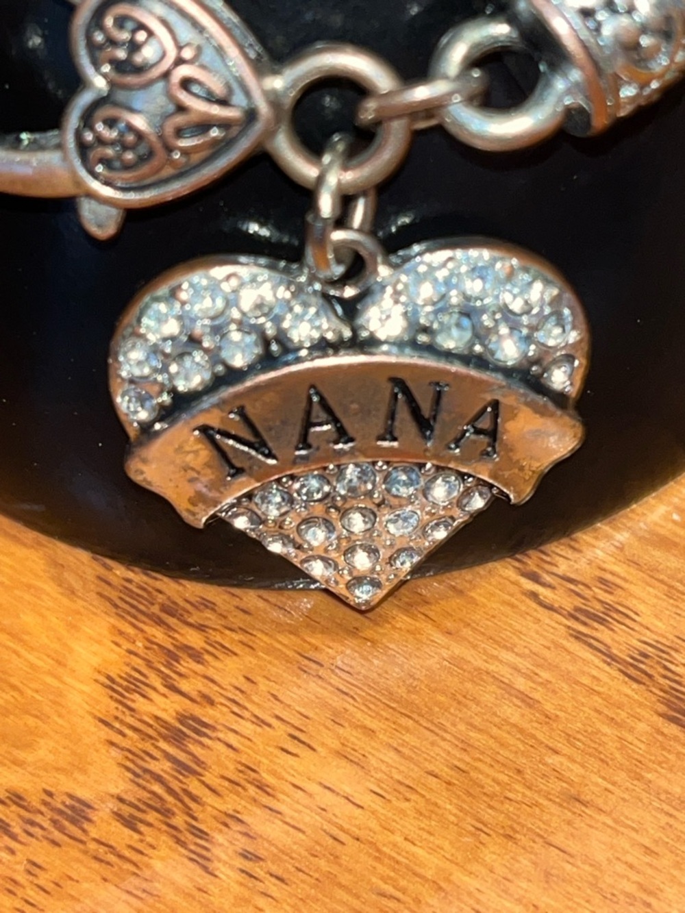 NaNa Two-Tone Heart Charm Bracelet with Crystal Accents